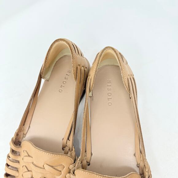 Nisolo Women’s Huarache Flats Size 9 Leather Sandals Handwoven Tan Neutral - Picture 3 of 12